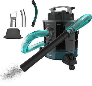 Cecotec Aspirador de Cenizas de 20L Conga Ash 5000 Free. 1200W, Poder de Succión 18kPa, Tubo con Recubrimiento Metálico, Boquilla de 38mm, Fácil Transporte Gracias a Sus Ruedas y Asa